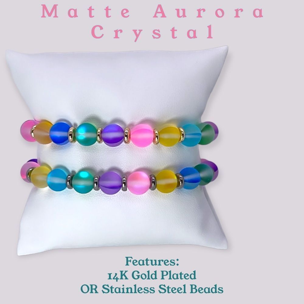NWT Wool + Pepper Co. Matte Aurora Crystal Beaded Bracelet